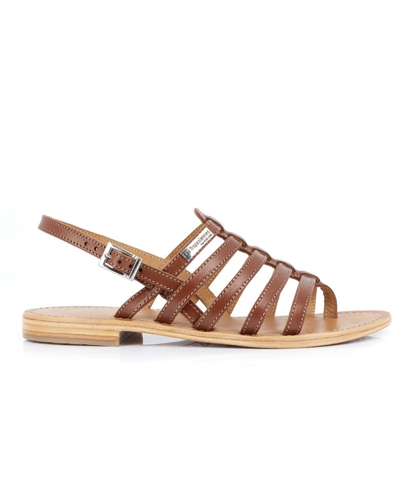 Sandales à entre-doigts Les Tropeziennes HERISSON Cuir Gladiator Tan Femme|AKTP-66636802